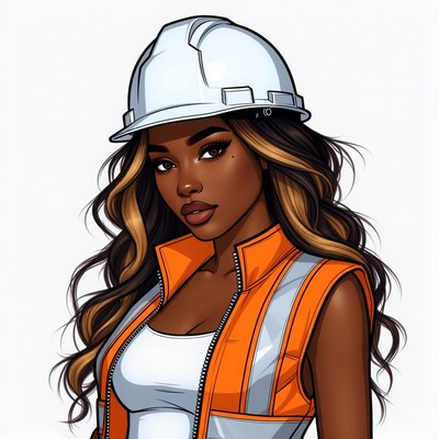 African-American woman in hard hat vest
