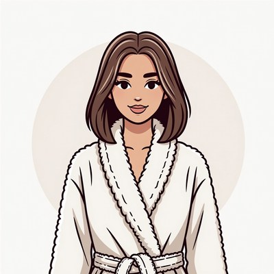 Woman in white bathrobe illustration