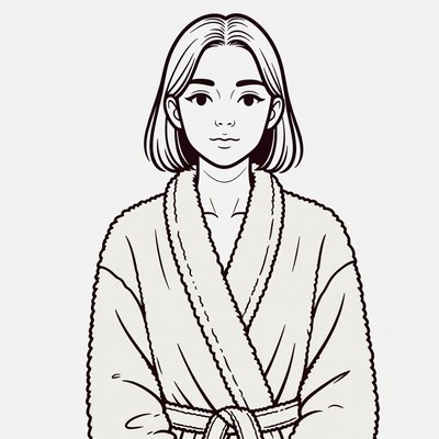 Woman in bathrobe illustration