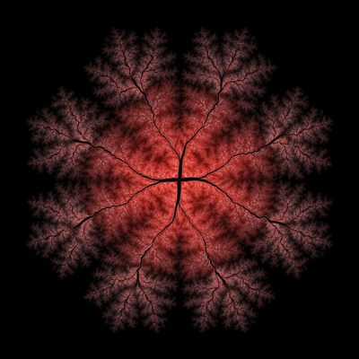 Red Fractal Tree on Black Background
