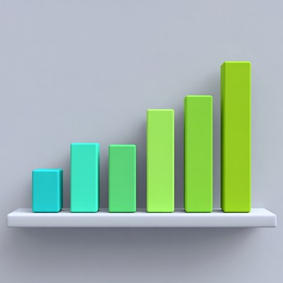 Colorful Rising Bar Graph on Shelf