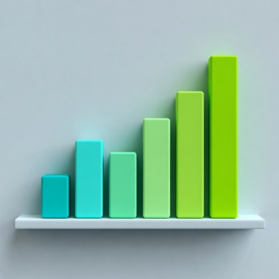 Colorful ascending bar chart on shelf
