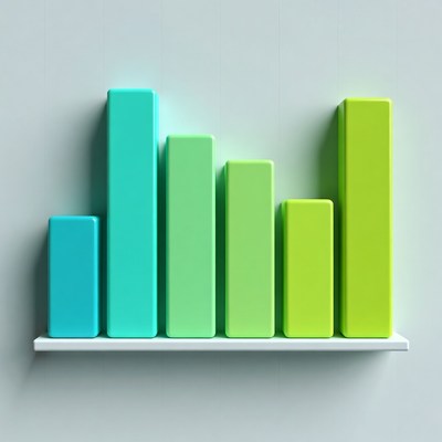 Colorful 3D Bar Graph on Shelf