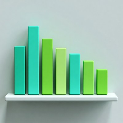 Colorful 3D Bar Graph on Shelf
