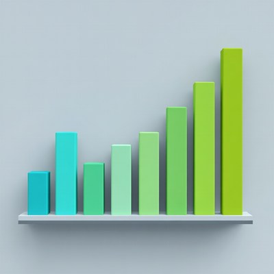 Colorful Rising Bar Graph on Shelf