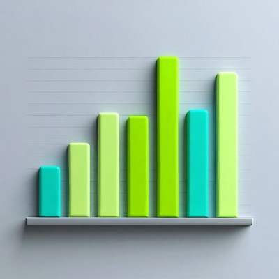 Colorful 3D Bar Graph on Shelf