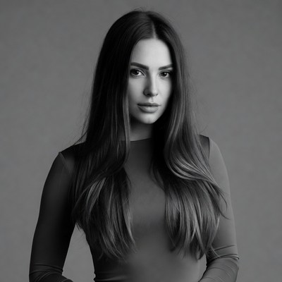 Beautiful woman with long dark hair