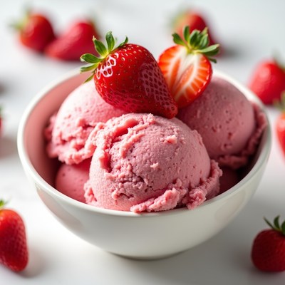 Strawberry Ice Cream in Bowl
