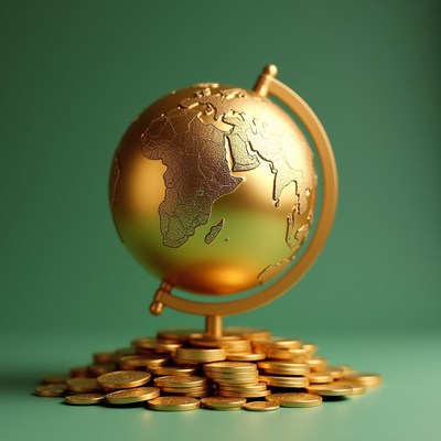 Golden Globe on Coin Stack