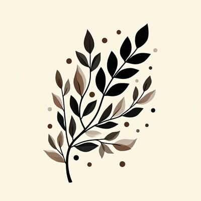 Black Leaf Branch Illustration