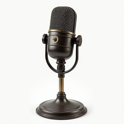 Vintage black microphone on stand