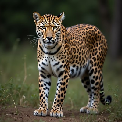 Leopard standing in grass