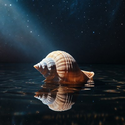 Conch shell in starry water