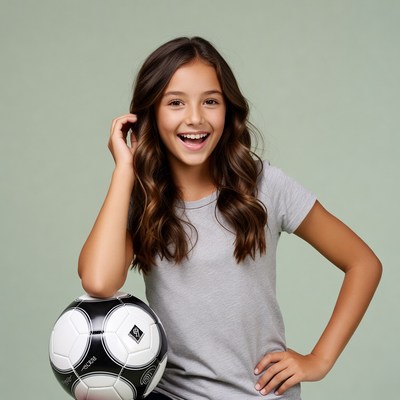 Girl smiling with soccer ball