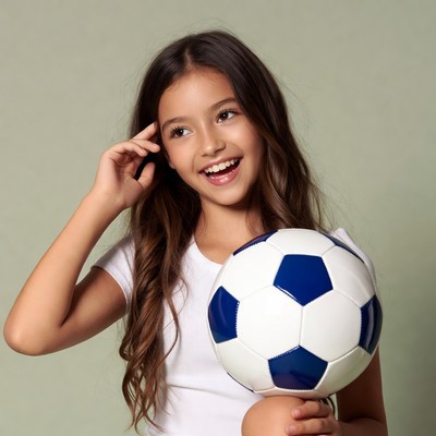 Young girl holding soccer ball