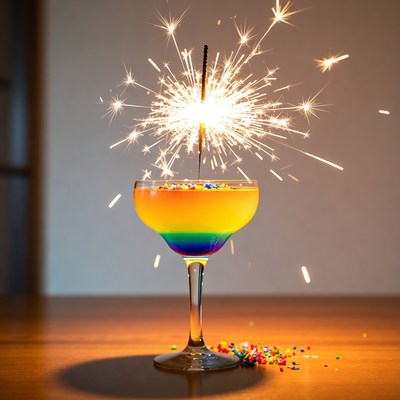 Rainbow Margarita with Sparkler