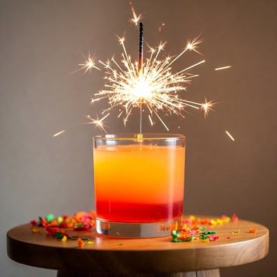 Cocktail with lit sparkler