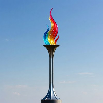 Colorful Flame Torch Sculpture
