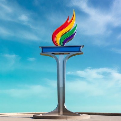 Rainbow Flame Torch Sculpture
