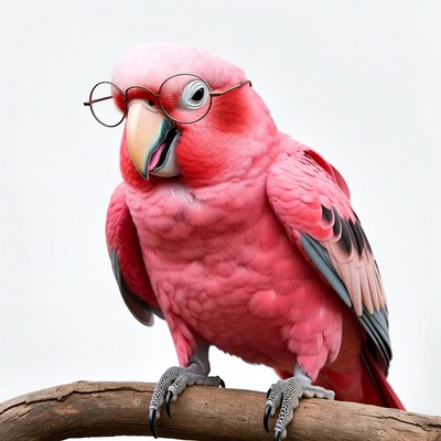 Pink Parrot Wearing Glasses