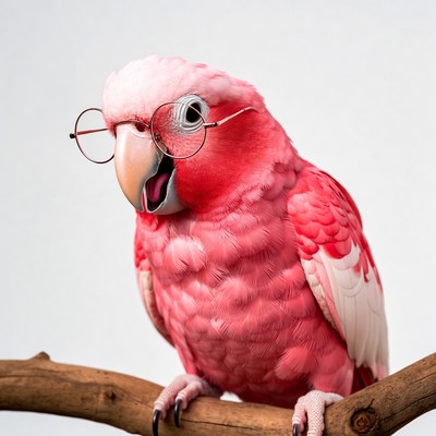 Pink Parrot Wearing Glasses
