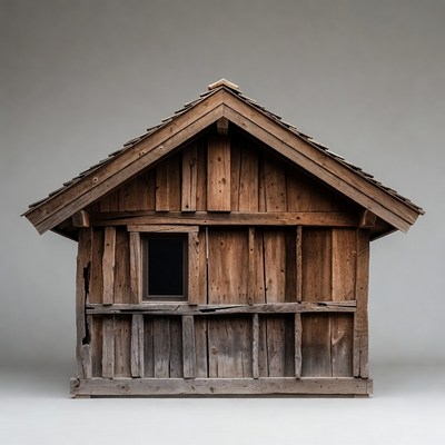 Rustic Wooden Cabin Isolated Background