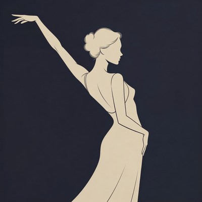 Silhouette woman dancing gracefully
