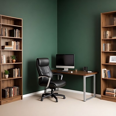 Modern Green Office Corner with Desk