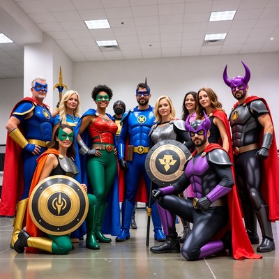 Group of Superheroes Posing Together