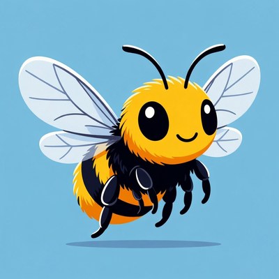 Cute cartoon bee flying