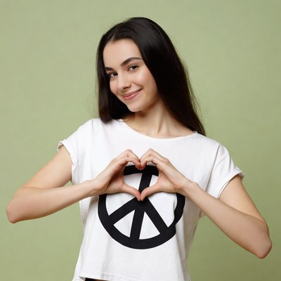 Woman making heart sign with hands