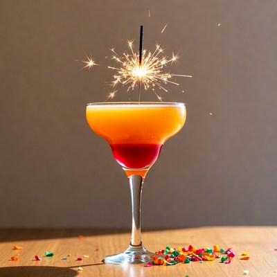 Margarita with Sparkler and Confetti