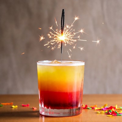 Cocktail with lit sparkler