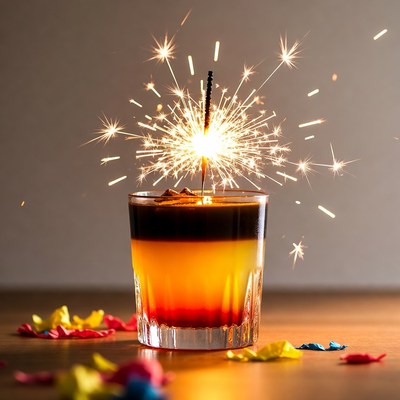 Layered Cocktail with Sparkler