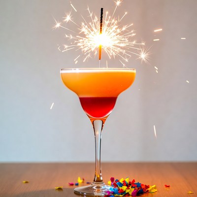 Margarita with Sparklers and Confetti