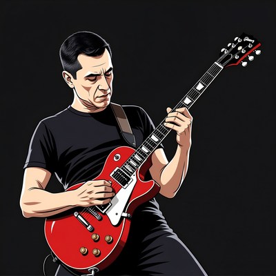 Man playing red Gibson guitar