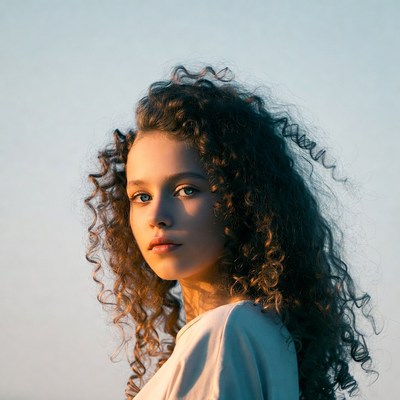Young woman with curly hair