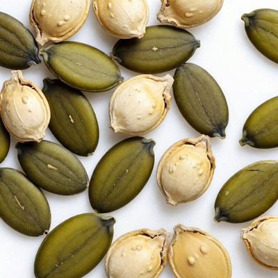 Pumpkin Seeds on White Background