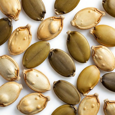 Pumpkin Seeds on White Background