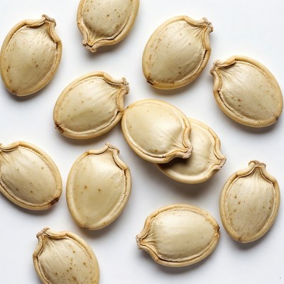 Pumpkin seeds on white background