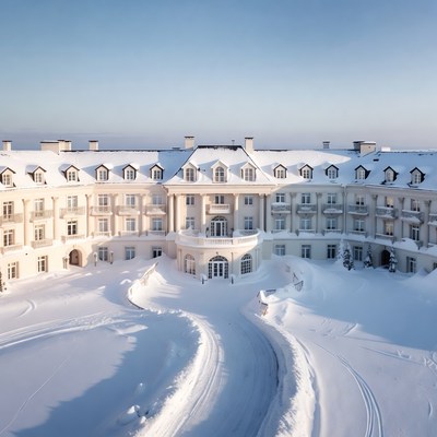 Snowy Luxury Hotel Exterior