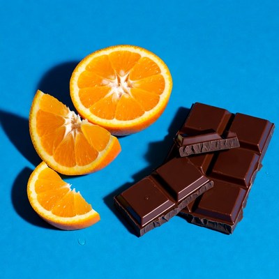 Orange slices and chocolate bar