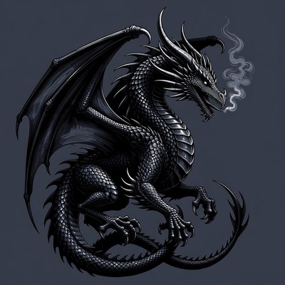 Black Dragon Breathing Smoke