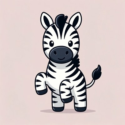 Cute cartoon zebra standing