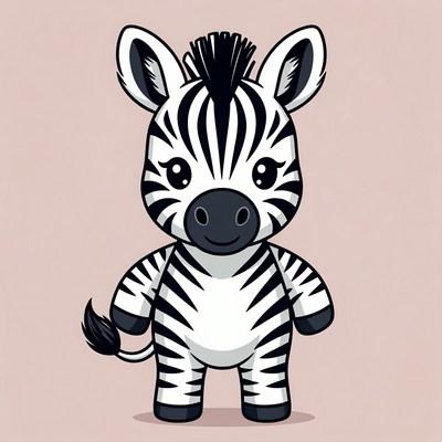 Cute cartoon zebra standing