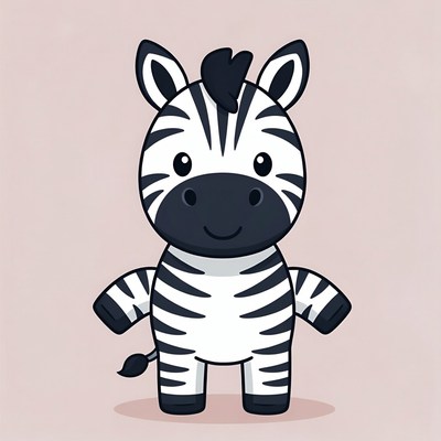 Cute cartoon zebra standing