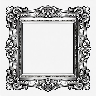Ornate Black and White Picture Frame