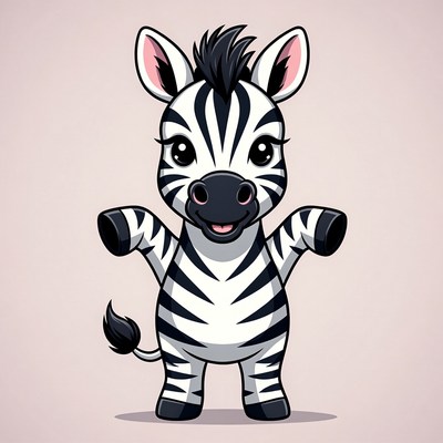 Cute cartoon baby zebra standing