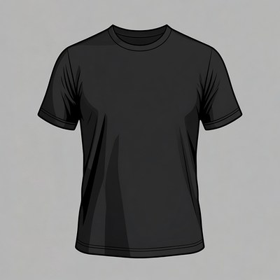 Black T-shirt on Man Illustration