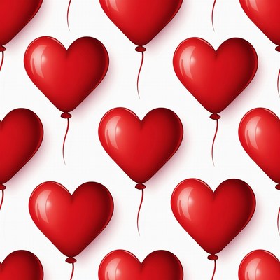 Red heart balloons pattern